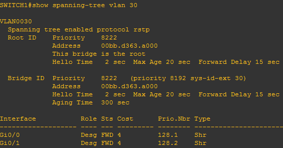 show spanning-tree vlan 30